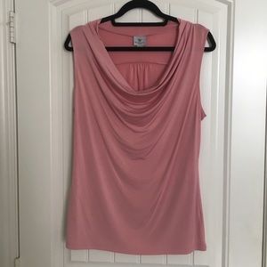 Worthington Dusty Blush Pink Drape Neck Top